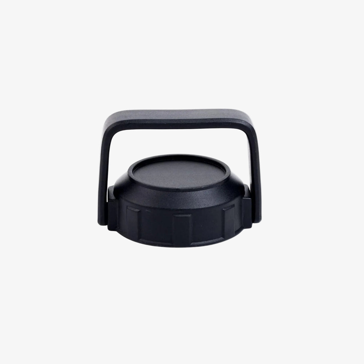 A black durable handle bottle cap with an integrated carrying loop, shown against a plain light gray background.
