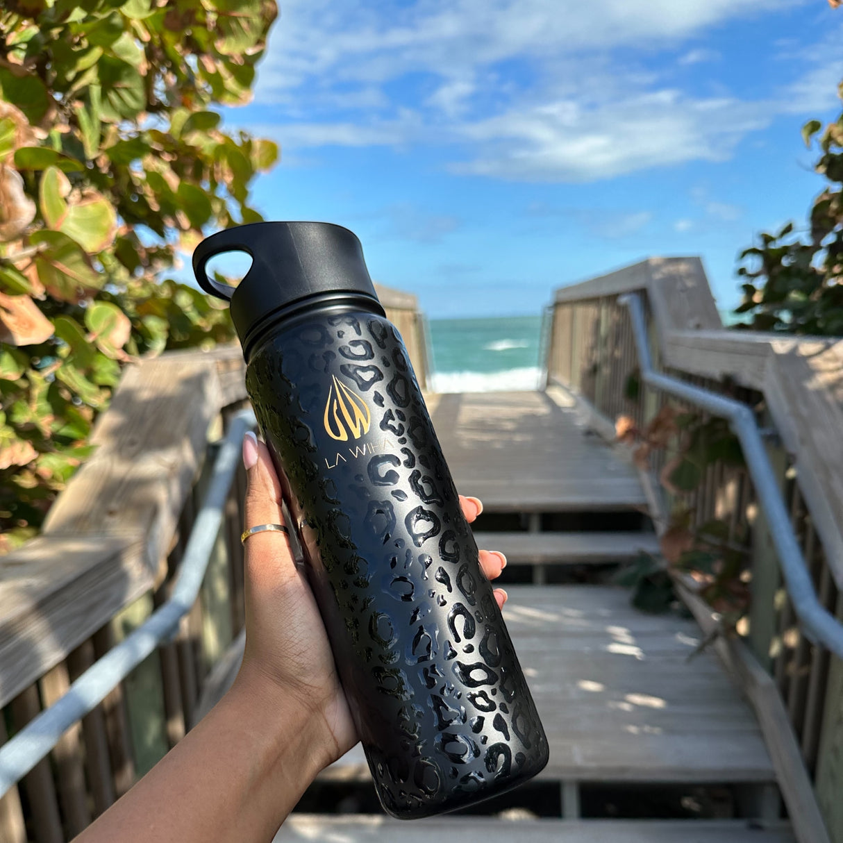 NOIR LEOPARD | 24OZ BOTTLE WITH STRAW LID