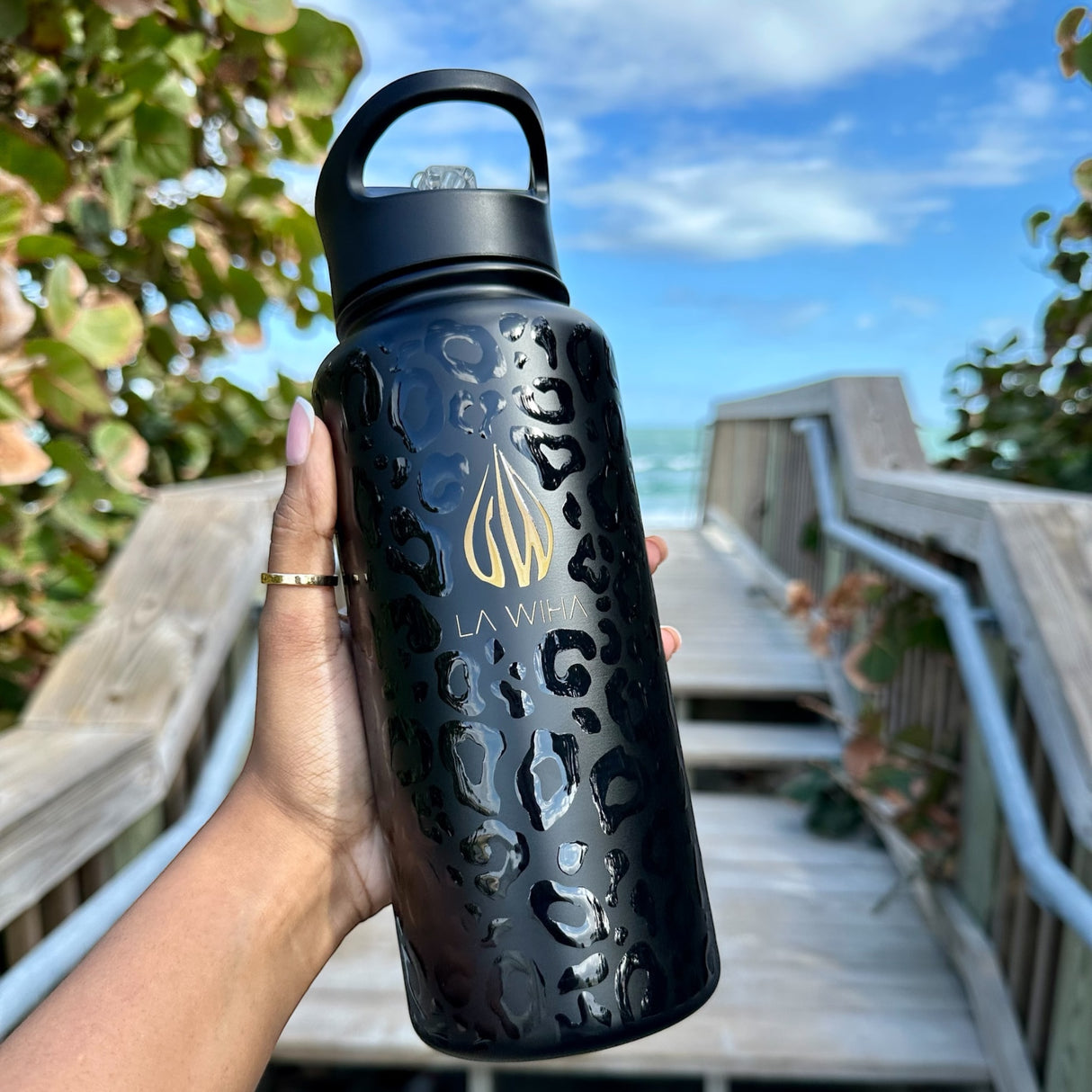 NOIR LEOPARD | 32OZ BOTTLE WITH STRAW LID