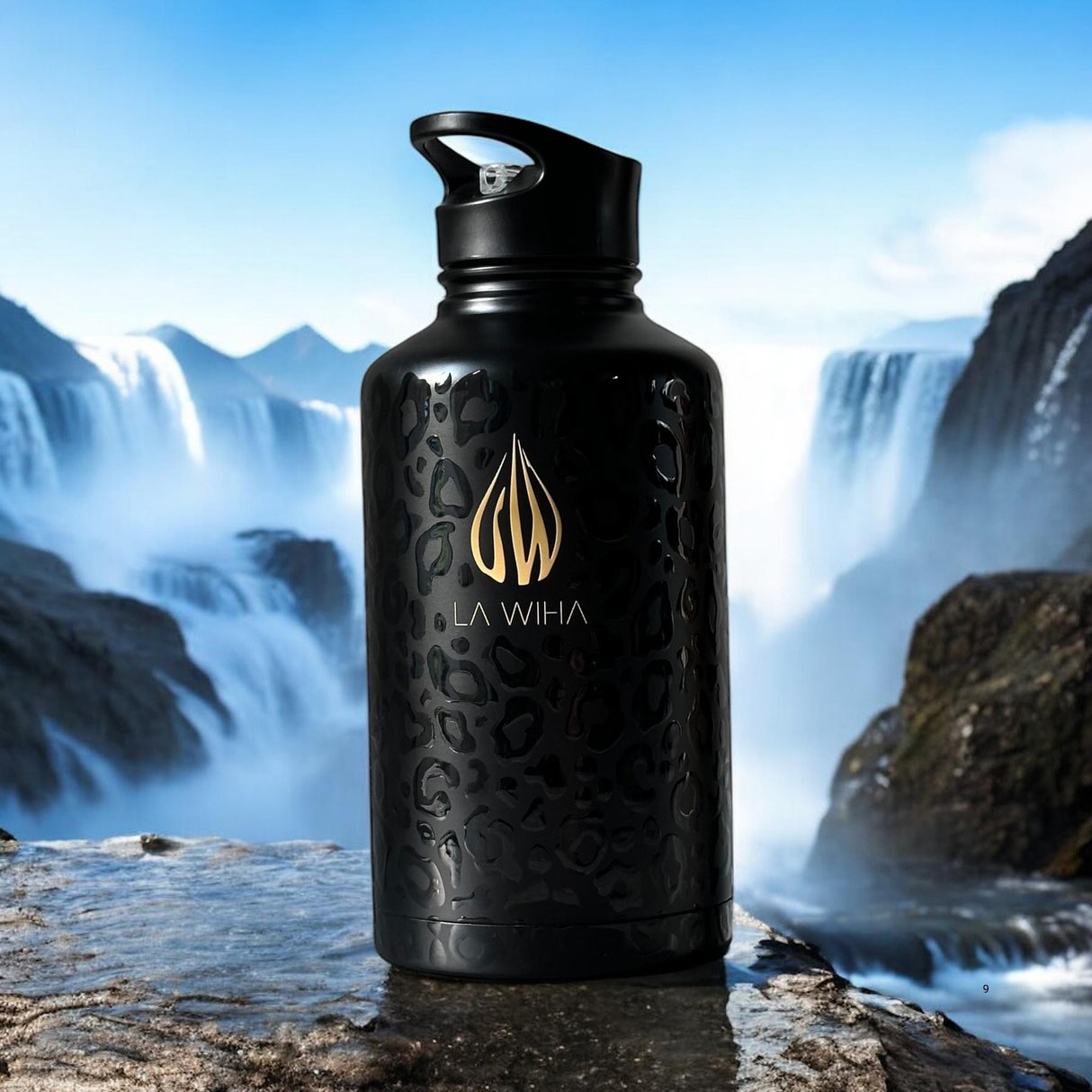 NOIR LEOPARD 64OZ | HALF GALLON BOTTLE WITH STRAW LID