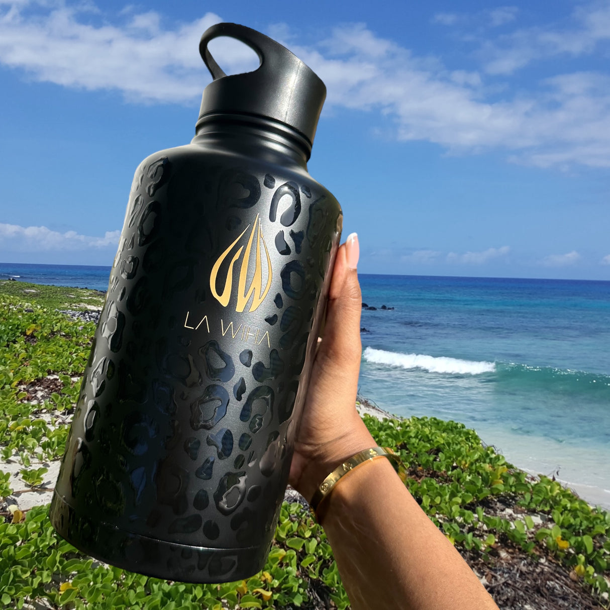 NOIR LEOPARD 64OZ | HALF GALLON BOTTLE WITH STRAW LID