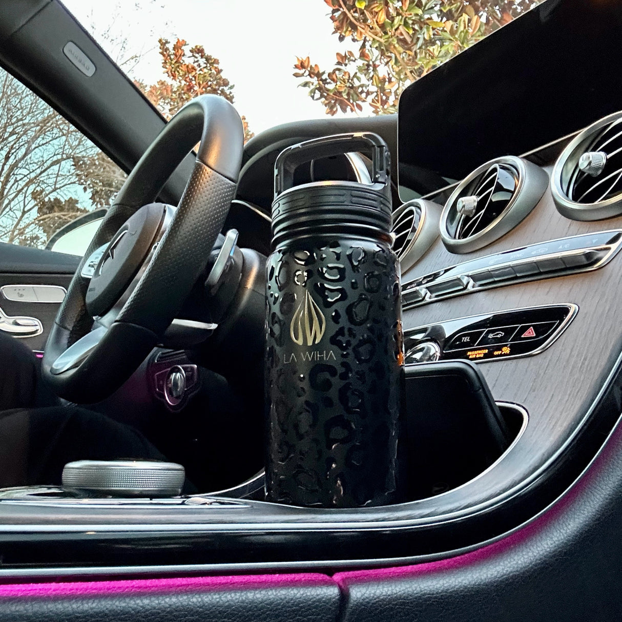 NOIR LEOPARD | 24OZ BOTTLE WITH CLIP LID