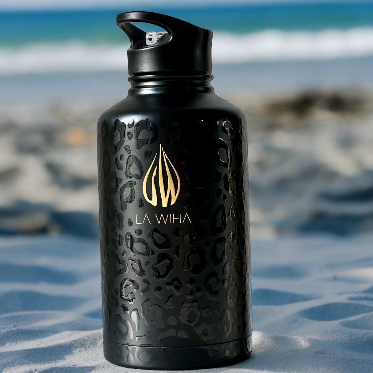 NOIR LEOPARD 64OZ | HALF GALLON BOTTLE WITH STRAW LID