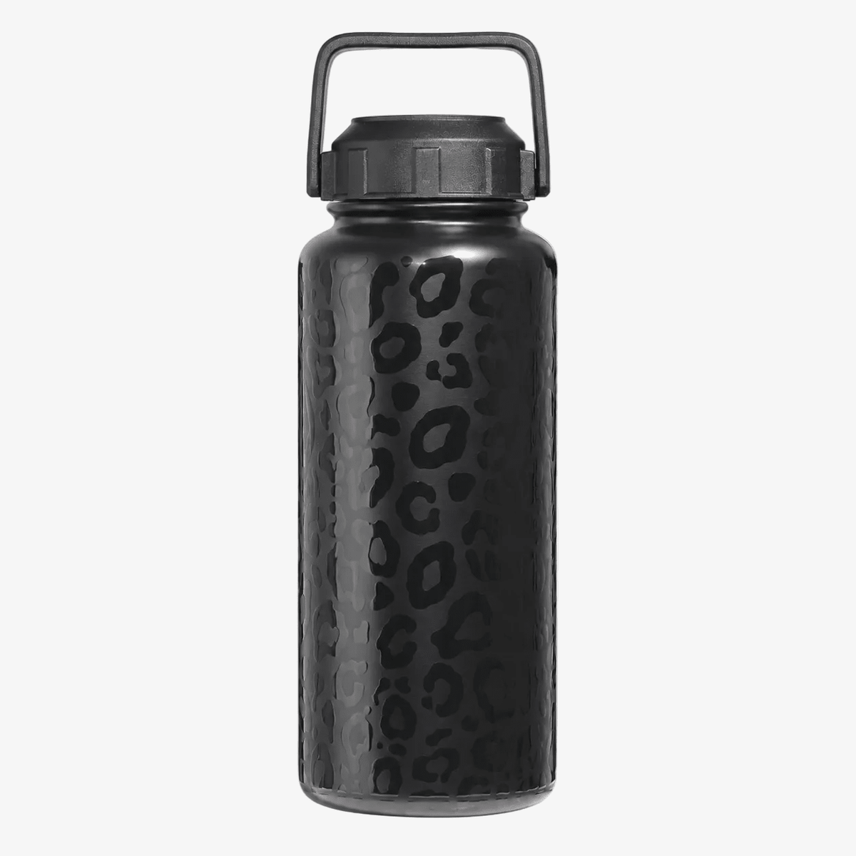A 32 ounce matte black jug with a wide handle lid  shown on a clean white background with a soft shadow.